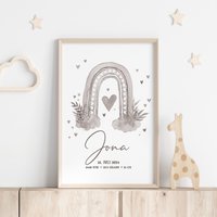 Geburtsposter Boho-Regenbogenposter // Kinderzimmerbild Mit Namen + Geburtsdaten Versch. Formate Farben Digital Oder Druck von ngmSTYLE