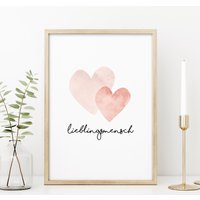 Lieblingsmensch, Typo-Poster Mit Herzen, A4, A3, A2 Lieblingsmensch, Typo-Poster Mit Herzen, A4, A3, A2 von ngmSTYLE