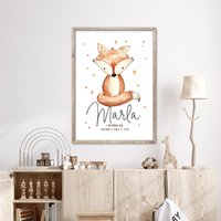 Namensposter Fuchs // Kinderzimmerbild Geschenk Zur Taufe Oder Geburt Auch Als Digitale Datei von ngmSTYLE
