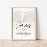 Poster Kreuz Zur Kommunion Oder Konfirmation // Geschenk Mit Name Und Spruch Junge Mädchen von ngmSTYLE