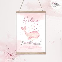 Taufposter Wal, Mit Name Und Taufspruch, Kinderzimmerbild von ngmSTYLE