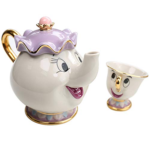 Die Schöne Und Das Biest Mrs Potts Ceramics Vergoldete Teekanne Teetasse Ein Set ， Set Süße Weihnachtsgeschenke 1 Teekanne * 1 Tasse von nianrui