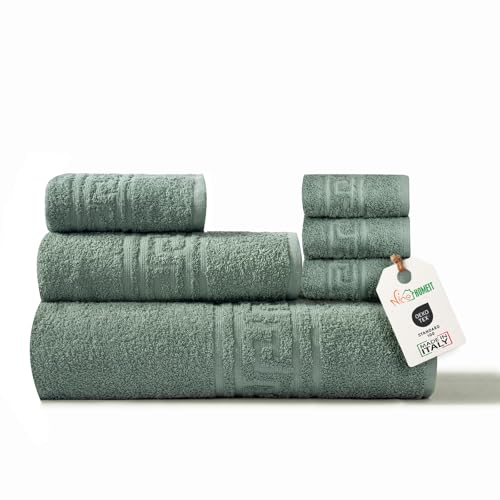 nice homeit 6-teiliges Handtuch-Set aus 100% Baumwolle, weich und sehr saugfähig, Handtuch-Set für Badezimmer, Gesicht und Bidet in verschiedenen Größen, hergestellt in Italien von nice homeit