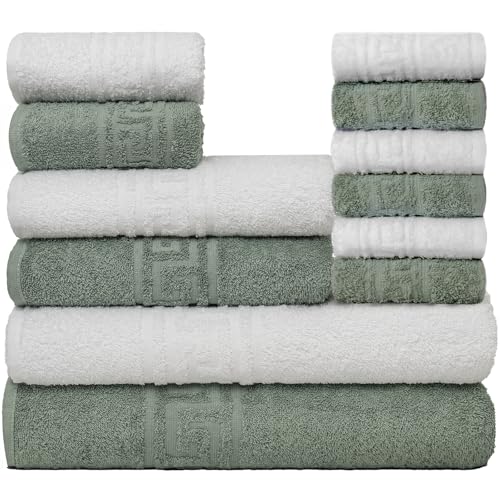 nice homeit Handtuch-Set, 12-teilig, 100% Baumwolle, weich und sehr saugfähig, Handtuch-Set für Badezimmer, Gesicht und Bidet in verschiedenen Größen, hergestellt in Italien, Weiß von nice homeit