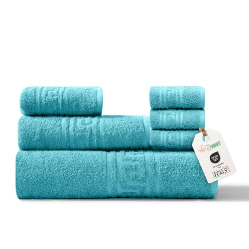 nice homeit Handtuch-Set aus 100% Baumwolle – 100 x 150 cm – Extra großes Badetuch-Set – weich und sehr saugfähig – Made in Italy – Aquablau nice homeit Handtuch-Set aus 100% Baumwolle – 100 x 150 cm – Extra großes Badetuch-Set – weich und sehr saugfähig – Made in Italy – Aquablau von nice homeit