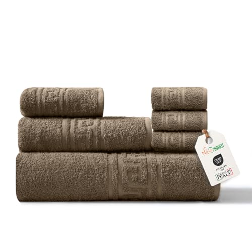 nice homeit Handtuch-Set aus 100% Baumwolle – 100 x 150 cm – extra großes Badetuch-Set – weich und sehr saugfähig – Made in Italy – Braun von nice homeit