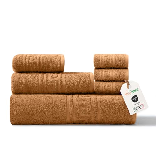 nice homeit Handtuch-Set aus 100% Baumwolle – 100 x 150 cm – extra großes Badetuch-Set – weich und sehr saugfähig – Made in Italy – Orange von nice homeit