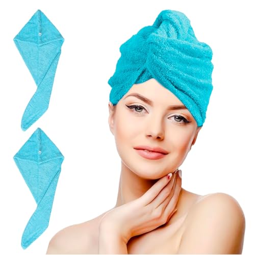 nice homeit Handtuch-Set mit 2 Haar-Turban, 100 % ringgesponnene Baumwolle, weich und bequem, hergestellt in Italien (Hellblau) von nice homeit