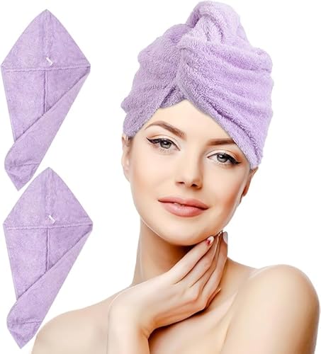 nice homeit Handtuch-Set mit 2 Haar-Turban, 100 % ringgesponnene Baumwolle, weich und bequem, hergestellt in Italien (Violett) von nice homeit