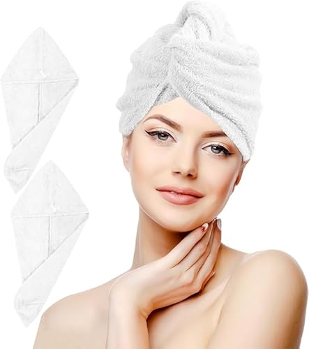 nice homeit Handtuch-Set mit 2 Haar-Turban, 100 % ringgesponnene Baumwolle, weich und bequem, hergestellt in Italien (weiß) von nice homeit
