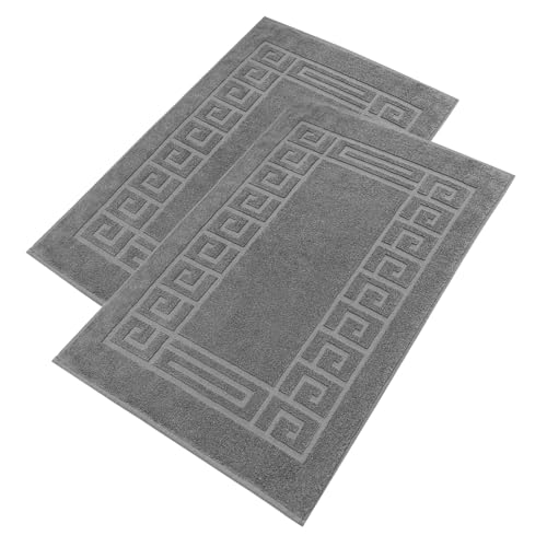 nice homeit 2er-Set Frottee-Badteppiche – 100% Baumwolle – hochwertige Badematten für Dusche – extra weich, saugfähig und maschinenwaschbar – Made in Italy (Dunkelgrau, 50 x 80 cm) von nice homeit