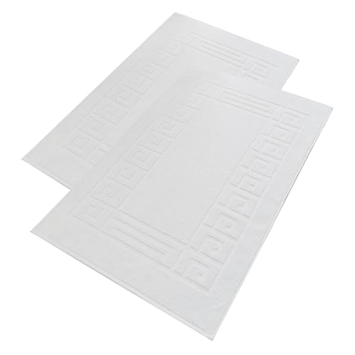 nice homeit Frottee-Badteppich-Set, 2-teilig, 100 % Baumwolle, hochwertige Duschteppiche, extra weich, saugfähig und maschinenwaschbar – Made in Italy (Weiß, 50 x 80 cm) von nice homeit