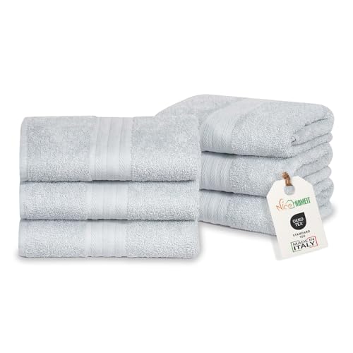 nice homeit Set mit 6 Gesichts- und Gästehandtüchern aus Baumwolle, 40 x 75 cm, aus 100% ringgesponnener Baumwolle, extra weich und saugfähig, hergestellt in Italien - Grau nice homeit Set mit 6 Gesichts- und Gästehandtüchern aus Baumwolle, 40 x 75 cm, aus 100% ringgesponnener Baumwolle, extra weich und saugfähig, hergestellt in Italien - Grau von nice homeit