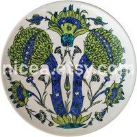 Damaskus-stil Iznik Keramikschale Mit Grünen Artischocken - Handgefertigt Home Decor Fine Art Keramik von nicea