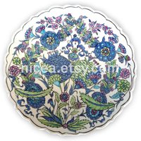 Iznik-Keramikschale Im Damaskus-stil Mit Kobaltblauen Und Grünen Granatäpfeln - Handgefertigt Heimdekoration Kunstkeramik von nicea
