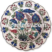 Iznik Ware Inspirierte Schale Mit Blumenstrauß - Handgemacht Wohnkultur Kunstkeramik von nicea