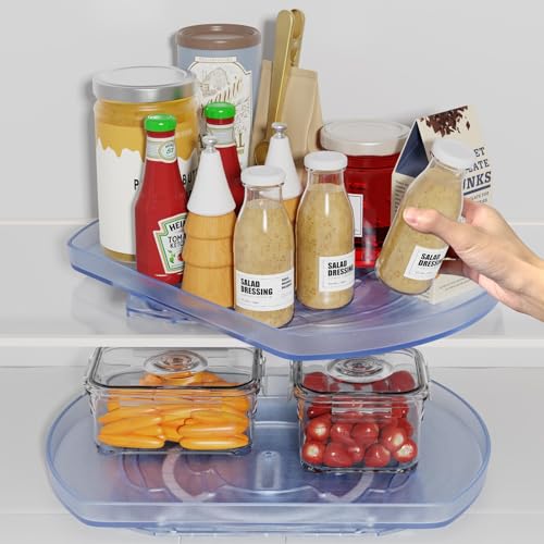 Kühlschrank Drehteller Organizer, Drehteller Organizer, Kühlschrank Organizer Drehbar, lazy susan drehteller Drehplatte Kühlschrank Drehbares Gewürzregal für Kühlschrank Küche Speisekammer, 42 cm von nicekool