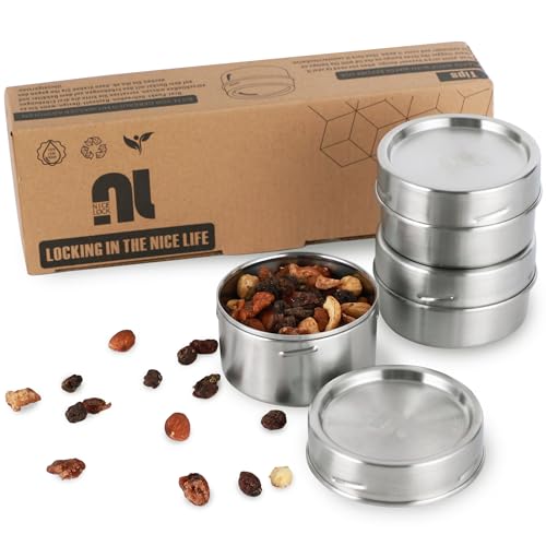 nicelock Brotdose Edelstahl Auslaufsicher (3 Stück), 200ml Klein Edelstahl Dosen, Lunchbox Kinder, Lebensmittelbehälter Geeignet für Snacks Obst, Müsli, Suppen etc von nicelock
