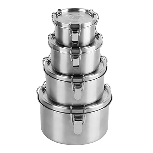 nicelock frischhaltedosen edelstahl mit luftdichten deckel – wiederverwendbare Meal Prep Aufbewahrungsbehälter auslaufsichere Metall Bento Lunchbox Snackboxen 450+750+1200+1800ml von nicelock