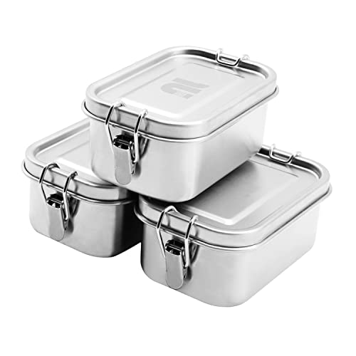 nicelock Kleines Edelstahl Lunch Frischhaltedose | 400 ml 3 Stück | kleine Snackboxen | Vorratsdosen Lebensmittelbehälter kleine edelstahldosen mit deckel BPA-freier von nicelock