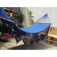 Herrliche Blaue Hängematte, Holz Und Baumwolle, 100 % Natürlich von nichamaca