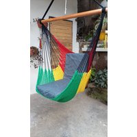 Rasta-Hängesessel, Farben Rot, Gelb Und Grün, Natürliche Baumwolle Holz von nichamaca