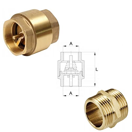 1" Rückschlagventil + Verbindungs Nippel Messing Innengewinde von nicht zutreffend