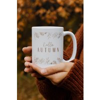 Hello Autumn Tasse | Herbst Kaffeetasse Mug Geschenk Für Fall Vibes Coffee Cup Herbstliche Keramiktasse 330Ml |11Oz von nichtperfektaberwach
