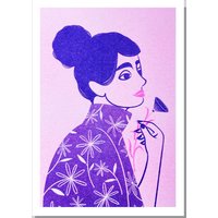 Riso Print Größe A6 - Wandkunst Frauen Und Blumen von nicolemarrashop