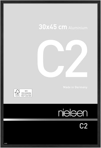 nielsen Bilderrahmen, 30 x 45 cm, Aluminium, Schwarz matt, Fotorahmen zum Aufhängen im Hoch- & Querformat, Echtglas, C2 nielsen Bilderrahmen, 30 x 45 cm, Aluminium, Schwarz matt, Fotorahmen zum Aufhängen im Hoch- & Querformat, Echtglas, C2 von nielsen