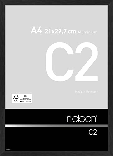 nielsen Aluminium Bilderrahmen C2 Acrylglas, 21,0x29,7 cm (A4), Struktur Schwarz matt von nielsen