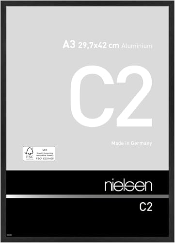 nielsen Aluminium Bilderrahmen C2 Acrylglas, 29,7x42,0 cm (A3), Struktur Schwarz matt von nielsen