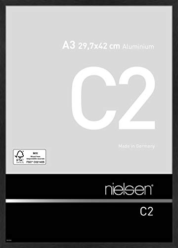 nielsen Aluminium Bilderrahmen C2 Acrylglas, 29,7x42,0 cm (A3), Struktur Schwarz matt von nielsen