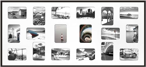 nielsen Aluminium Bilderrahmen Pixel-Collage, 109,2x49,52 cm - 18x 10x15 cm, Schwarz von nielsen