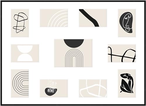 nielsen Collagerahmen mit Passepartout, 50 x 70 cm, Aluminium, Schwarz glanz, Posterrahmen zum Aufhängen im Hoch- & Querformat, Echtglas, Pixel von nielsen