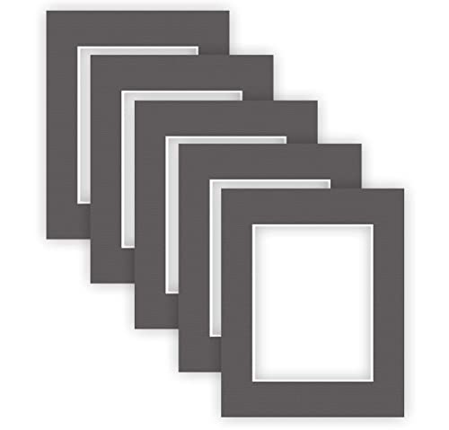 nielsen Conservation Passepartout Karton 1,5 mm | 5er Set | Außenformat 24x30 cm für Bildformat 15x20 cm | Graphitgrau (dunkelgrau) | strukturierte Oberfläche von nielsen