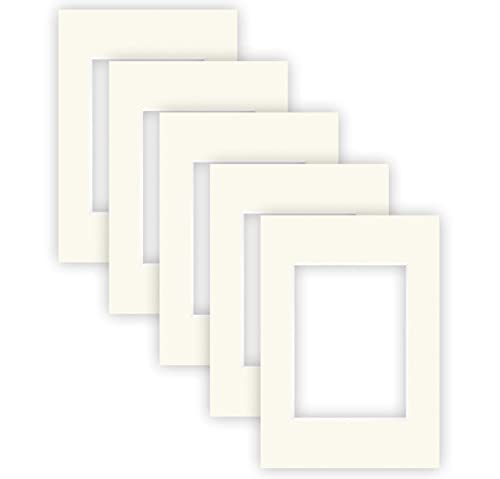 nielsen Conservation Passepartout Karton 2,2 mm | 5er Set | Außenformat 21x29,7 cm (DIN A4) für Bildformat 13x18 cm | Elfenbeinweiß (Creme weiß) | Glatte Oberfläche von nielsen