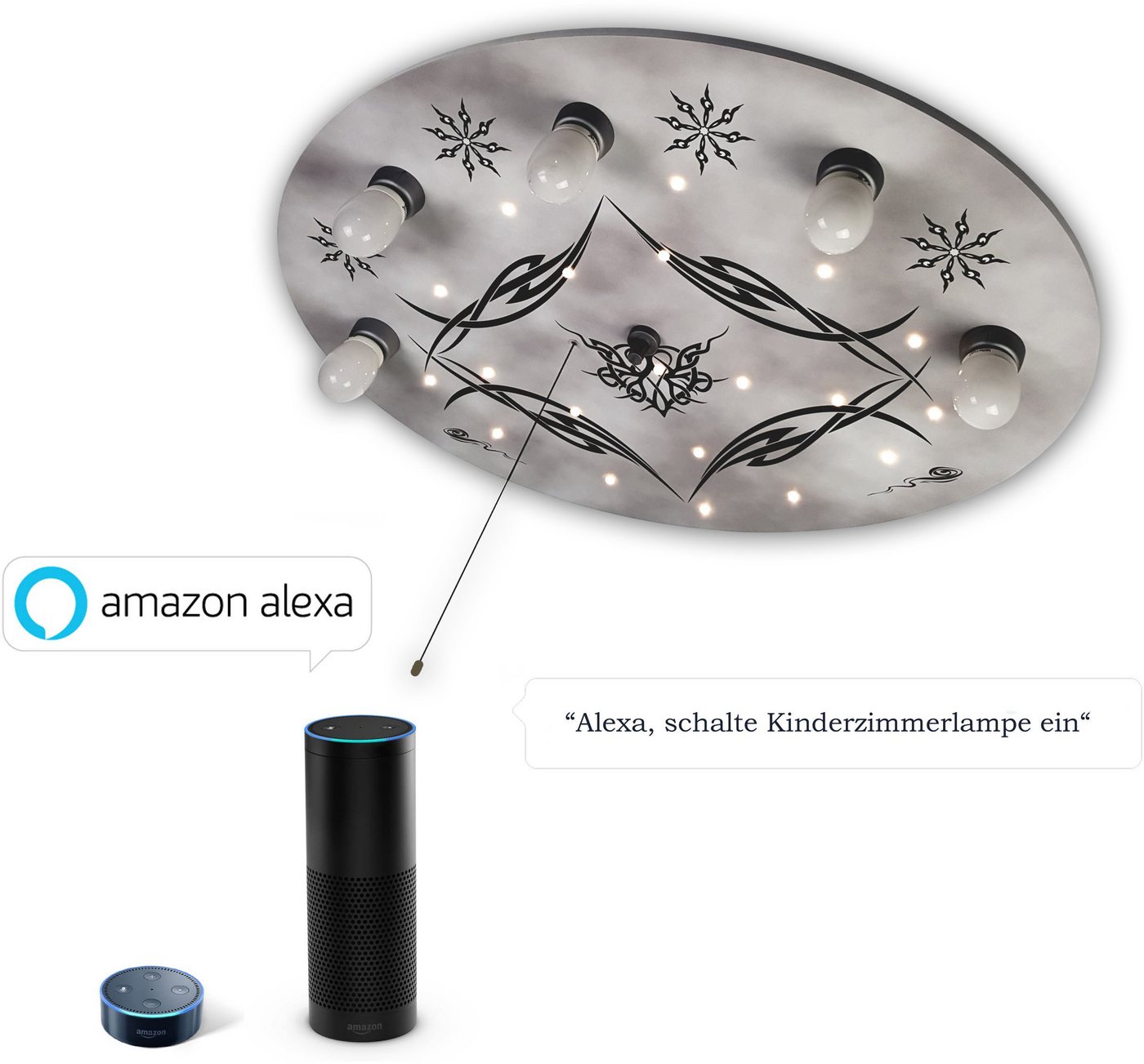 niermann Deckenleuchte Gothic, ohne Leuchtmittel, Deckenleuchte Gothic 'Amazon Alexa kompatibel' von niermann