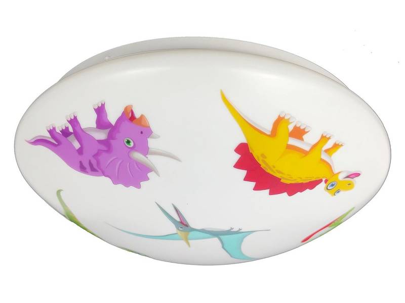 niermann LED Deckenleuchte, Dimmfunktion, LED wechselbar, Über Schalter in 3 Stufen dimmbar, Warmweiß, Coole Dino Kinder-Lampe flach für die Decke im Jugendzimmer Ø 35cm von niermann