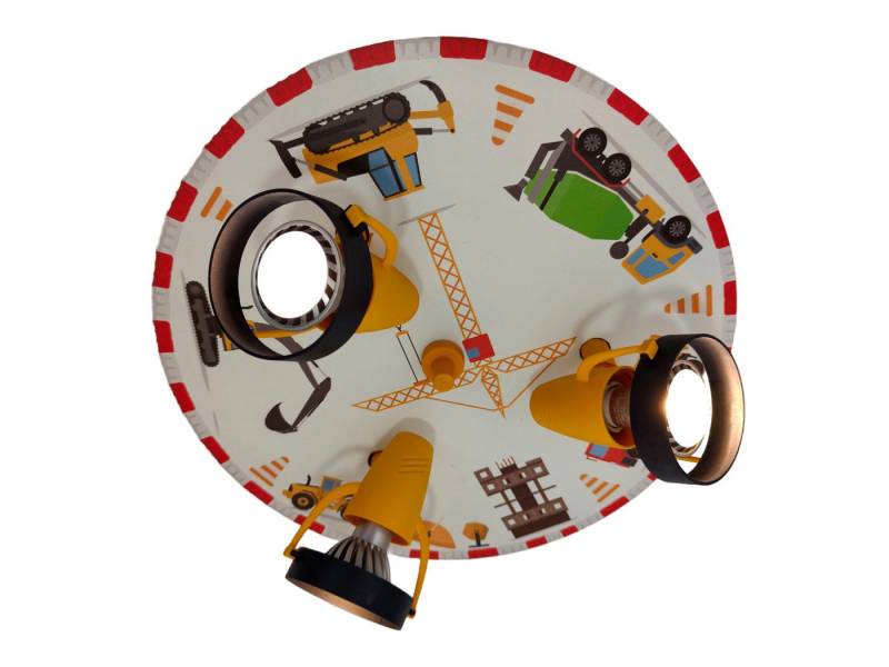 niermann LED Deckenstrahler, Dimmfunktion, LED wechselbar, Über Schalter in 3 Stufen dimmbar, Warmweiß, Coole Baustellen Kinder-Lampe für die Decke im Jugendzimmer Ø 35cm von niermann