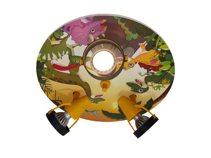 niermann LED Deckenstrahler, Dimmfunktion, LED wechselbar, Über Schalter in 3 Stufen dimmbar, Warmweiß, Coole Dino Kinder-Lampe für die Decke im Jugendzimmer Ø 35cm von niermann