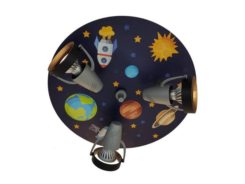 niermann LED Deckenstrahler, Dimmfunktion, LED wechselbar, Über Schalter in 3 Stufen dimmbar, Warmweiß, Coole Weltall Kinder-Lampe für die Decke im Jugendzimmer Ø 35cm von niermann