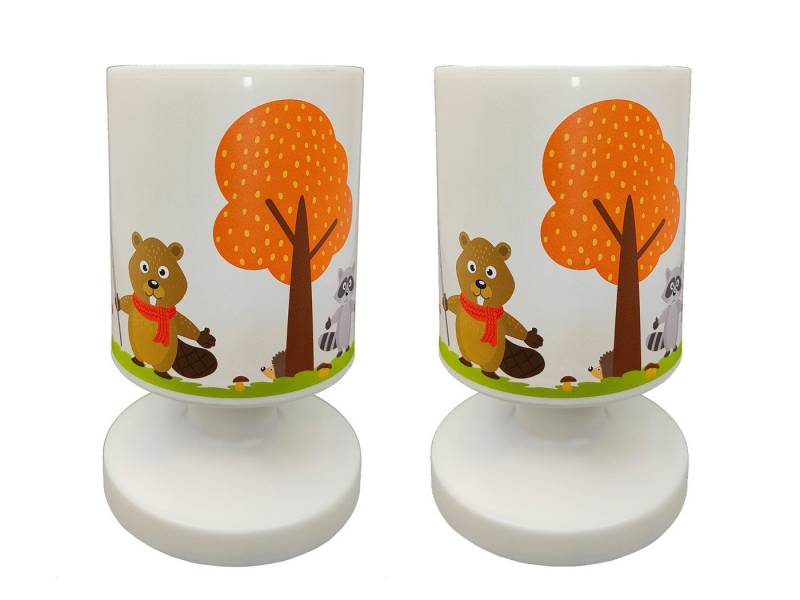 niermann LED Nachttischlampe, LED fest integriert, Warmweiß, 2er Set kleine Kinderlampe, per USB aufladbare Akku Nacht-Tischlampe von niermann