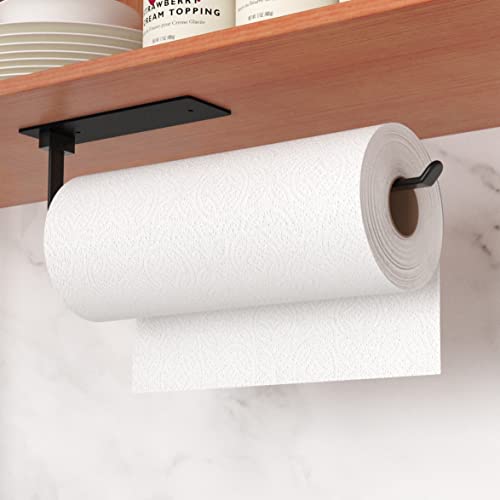 Schwarz KüChenrollenhalter Ohne Bohren Kuchenroller Halter，Selbstklebend Praktisch Rollenhalter Unter Schrank FüR KüChe Aufbewahrung & Organisation KüChenrollenhalter Wand von niffgaff