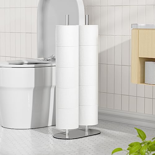 Toilettenpapierhalter Stehend (mit Reservefunktion), freistehender Toilettenpapierhalter mit großer Kapazität und Doppelstange, Klopapierhalterung aus Edelstahl für Badezimmer von niffgaff