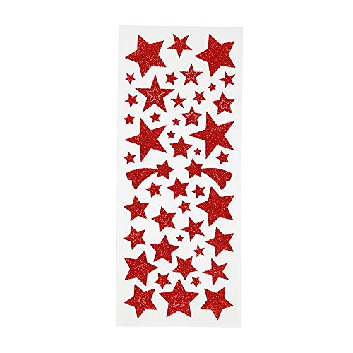 110 Glitzer Sticker Sterne ROT - Blatt 10 x 24 cm - Deko Aufkleber Adventskalender DIY Weihnachten Geschenkaufkleber von nikima Schönes für Kinder