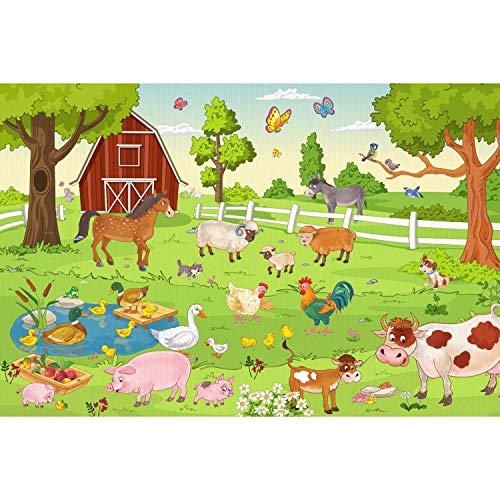 Fototapete Bauernhof Vliestapete Kinderzimmer Tapete inkl. Kleister Größe 300 x 250 cm von nikima Schönes für Kinder