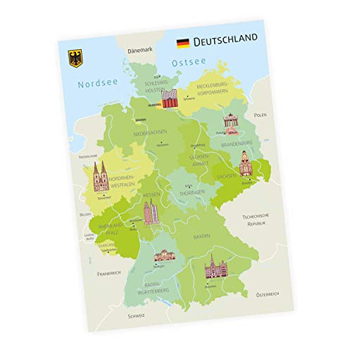 Kinder Lernposter - Deutschland Sehenswürdigkeiten 2 - Wanddeko Kinderzimmer Wandbild Junge Mädchen Poster Plakat - Größe DIN A3-420 x 297 mm von nikima Schönes für Kinder
