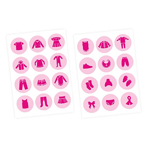 Möbelaufkleber Ordnungssticker für Kleidung pink/rosa- Möbelfolie Kinderzimmer, Kleiderschrank, Ordnung lernen, Aufbewahrung, Ordnungssystem von nikima Schönes für Kinder