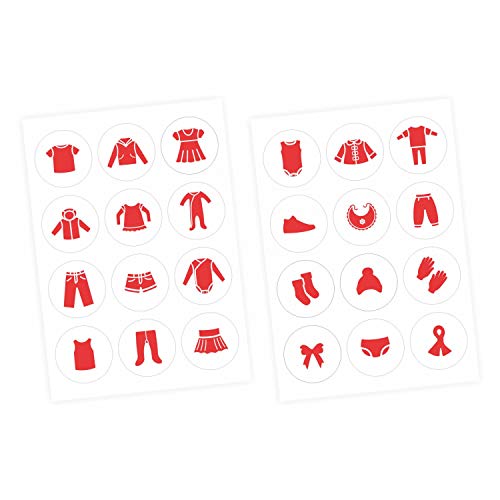 Möbelaufkleber Ordnungssticker für Kleidung rot/weiß- Möbelfolie Kinderzimmer, Kleiderschrank, Ordnung lernen, Aufbewahrung, Ordnungssystem von nikima Schönes für Kinder